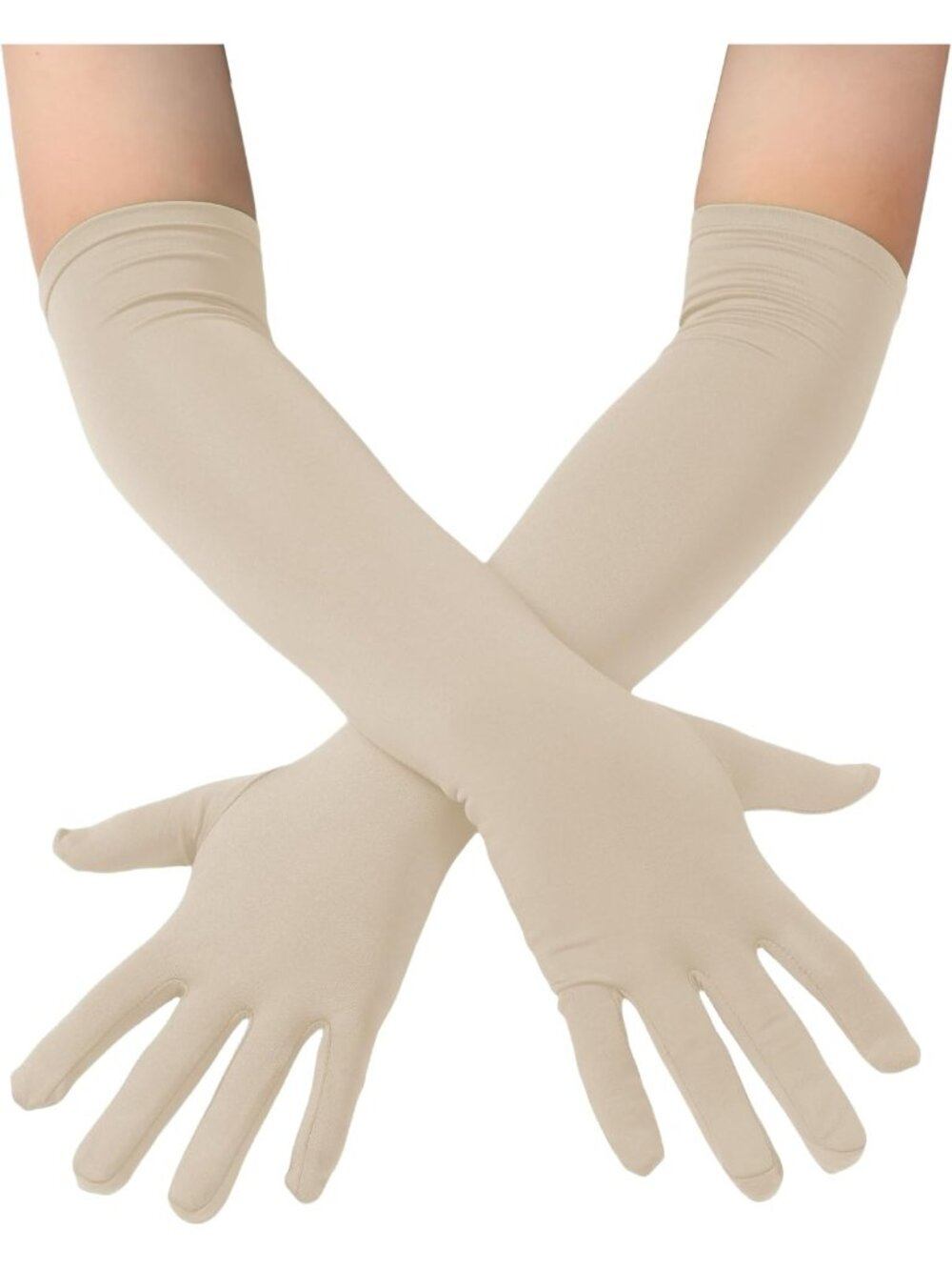 Women's Nude 18" Long Halloween Cosplay Costume Party Spandex Opera Gloves